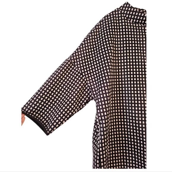 FHQ Collection Half Turtleneck 3/4 Sleeve Drop Shoulder Brown Checked Tunic XL - Picture 5 of 10